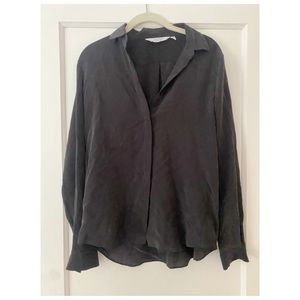 Silk Black Button Up